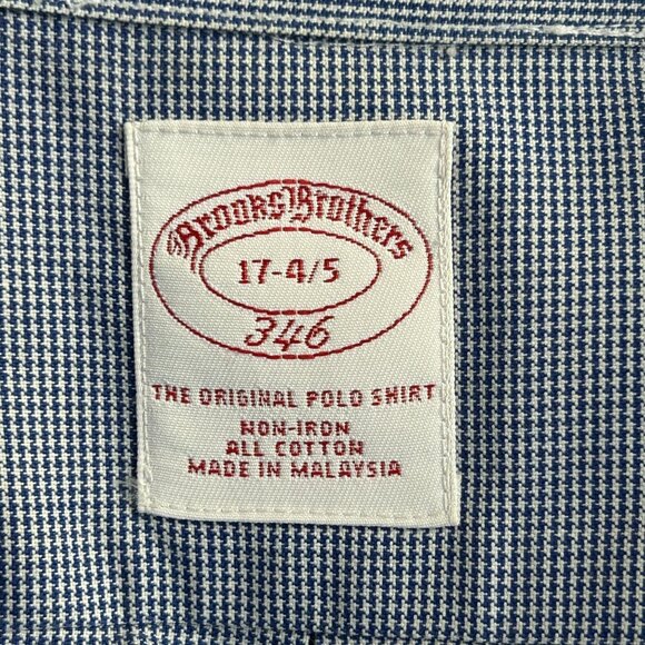 Brooks Brothers 346 Original Polo Mens Non-Iron Cotton Shirt Size 17-4/5 Blue - Picture 3 of 7
